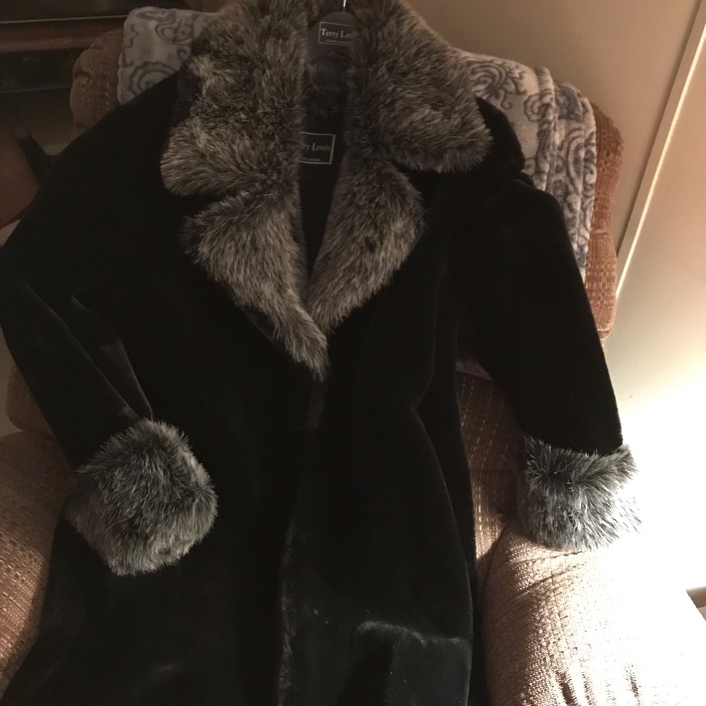 Faux fur full length coat